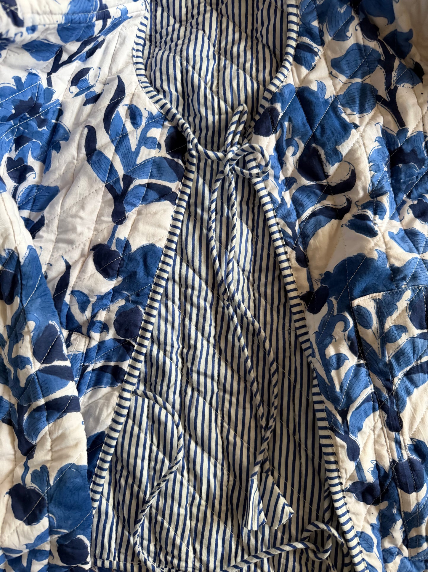Indigo Bloom Reversible Quilted Jacket
