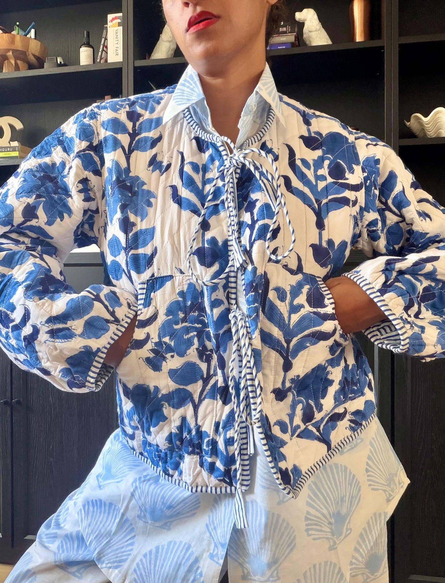 Indigo Bloom Reversible Quilted Jacket