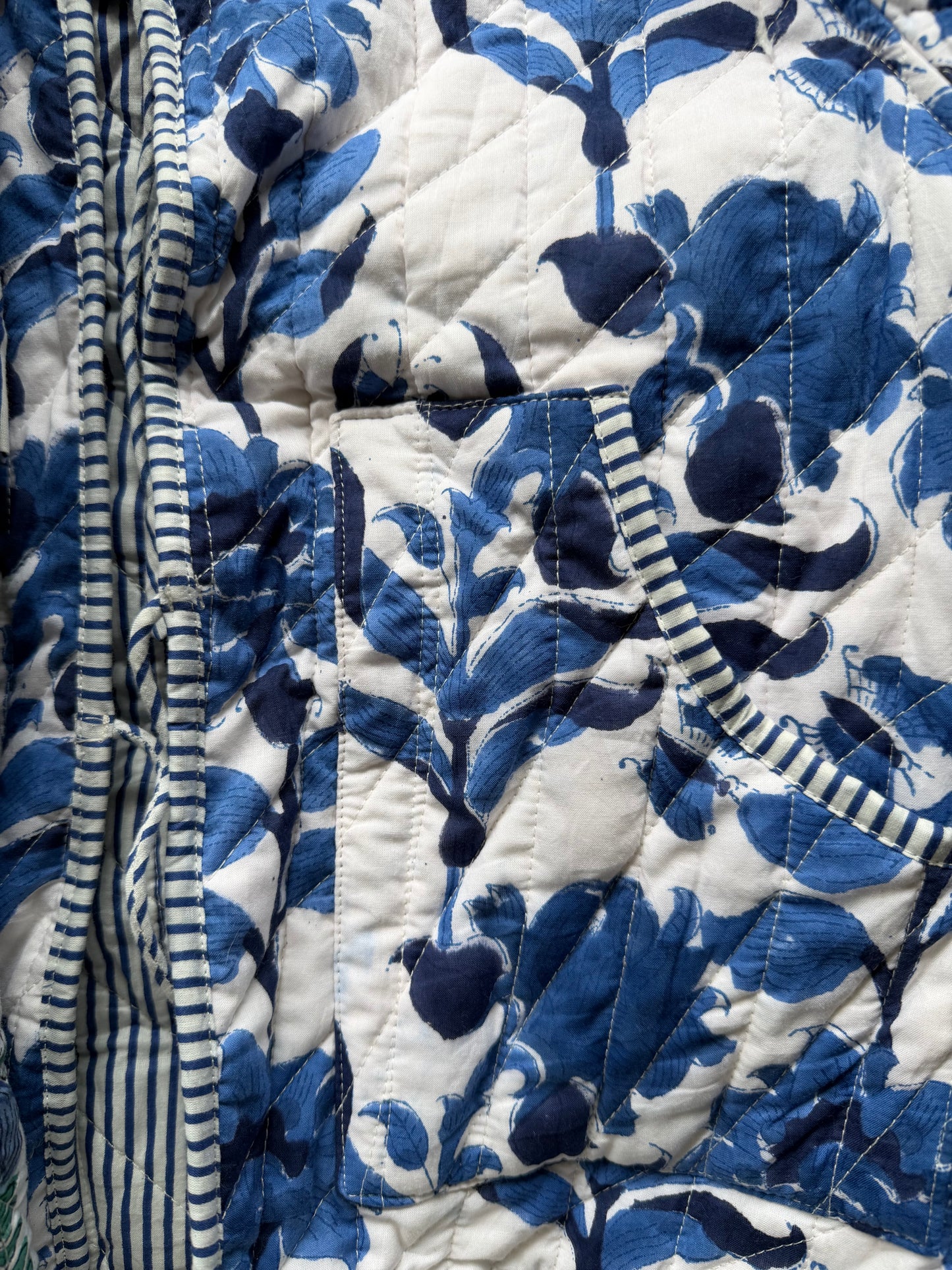 Indigo Bloom Reversible Quilted Jacket