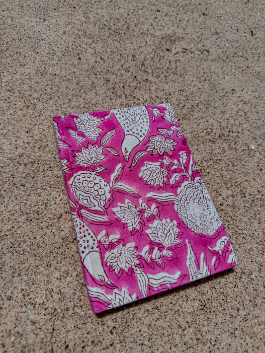 Hand block printed notebook - Pink