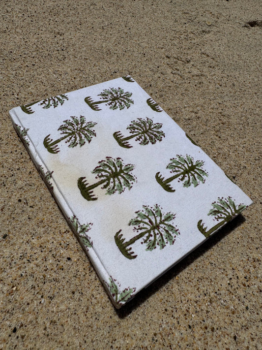 Hand block printed notebook - Palm Green